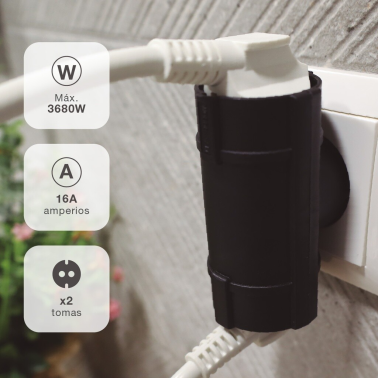 103000029 ADAPTADOR DOBLE SALIDA NEGRO GSC