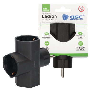 103000030 ADAPTADOR TRIPLE SALIDA NEGRO GSC