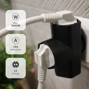 103000030 ADAPTADOR TRIPLE SALIDA NEGRO GSC