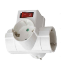 040308 ADAPTADOR TRIPLE SALIDA CON INTERRUPTOR B&B