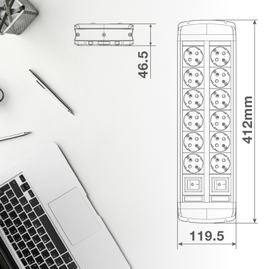 100000013 BASE NEGRA 6+6T 1,4m + 2 INTERRUPTORES GSC