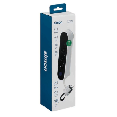 BM716301 BASE 3T + 2 USB C/CABLE 1,4m C/INTER DE PIE + CLAVIJA CON ASA SIMON BRICO