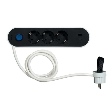 BM716301 BASE 3T + 2 USB C/CABLE 1,4m C/INTER DE PIE + CLAVIJA CON ASA SIMON BRICO