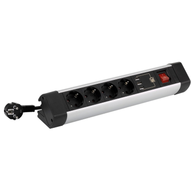 BM526402 BASE ALUMINIO CON FIJACION 4T + 3 USB C/CABLE 1,5m C/INTER SIMON BRICO