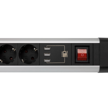 BM526402 BASE ALUMINIO CON FIJACION 4T + 3 USB C/CABLE 1,5m C/INTER SIMON BRICO