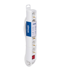 BM712600 BASE 6T C/CABLE 2m C/INTER BLANCA SIMON BRICO