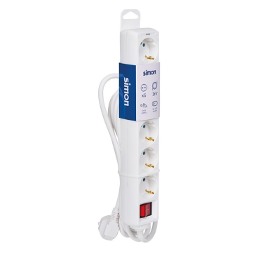 BM712602 BASE 6T C/CABLE 3m C/INTER BLANCA SIMON BRICO