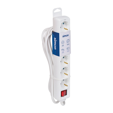 BM712603 BASE 6T C/CABLE 5m C/INTER BLANCA SIMON BRICO