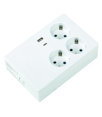 BM513301 BASE MULTIPLICADORA DE TOMAS 3T + 2 USB BLANCA MULTIFIX SIMON BRICO