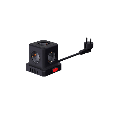 1002910-N BASE MODULAR NEGRA 5 TOMAS + 4 USB C/INTERRUPTOR Y CABLE 1,5m F-BRIGHT