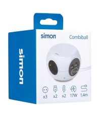 BM516305 BASE CUBICA 3T + 4 USB (A-C) C/CABLE 1,4m C/INTER COMBIBALL SIMON BRICO