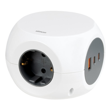 BM516307 BASE CUBICA 3T + 3 USB (A-C) CARGA RAPIDA C/CABLE 1,4m COMBIBALL SIMON BRICO