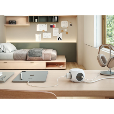 BM516307 BASE CUBICA 3T + 3 USB (A-C) CARGA RAPIDA C/CABLE 1,4m COMBIBALL SIMON BRICO