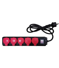 BM837604 BASE 5T CON TAPAS C/CABLE 1,5m C/INTER NEGRA IP54 SIMON BRICO