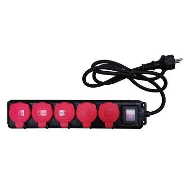 BM837604 BASE 5T CON TAPAS C/CABLE 1,5m C/INTER NEGRA IP54 SIMON BRICO