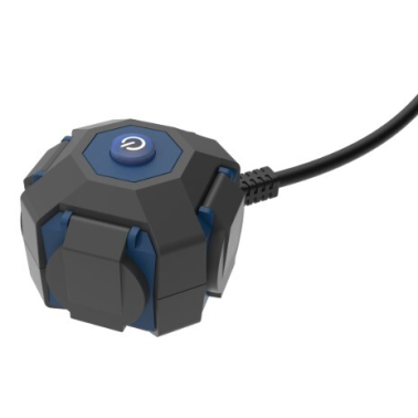 PL428201 BASE CUBICA 4T CON TAPAS C/CABLE 1,4m C/INTER NEGRA IP44 SIMON BRICO