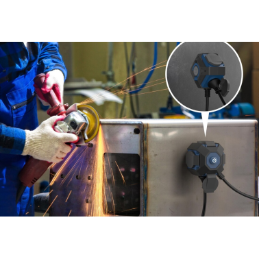 PL428201 BASE CUBICA 4T CON TAPAS C/CABLE 1,4m C/INTER NEGRA IP44 SIMON BRICO