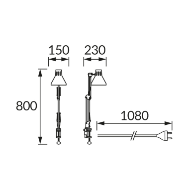 04791 FLEXO DE PINZA 1xE27 NEGRO IP20 GRAFEN STRÜHM