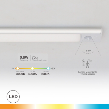 203000012 LUZ DE ARMARIO 1,8W CCT C/SENSOR MOVIMIENTO Y CREPUSCULAR GSC