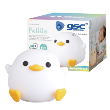 202800014 LUZ DE NOCHE INFANTIL LED POLLITO RECARGABLE 1W RGB GSC