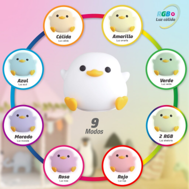 202800014 LUZ DE NOCHE INFANTIL LED POLLITO RECARGABLE 1W RGB GSC