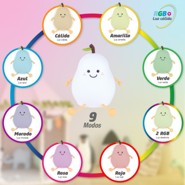 202800012 LUZ DE NOCHE INFANTIL LED PERA RECARGABLE 1W RGB GSC