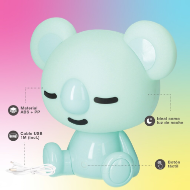 202800018 LUZ DE NOCHE INFANTIL LED KOALA RECARGABLE CON ALTAVOZ 5W RGB GSC