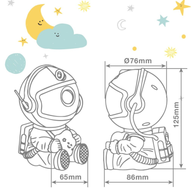 202800015 LUZ DE NOCHE INFANTIL LED ASTRONAUTA PROYECTOR GALAXIA GSC