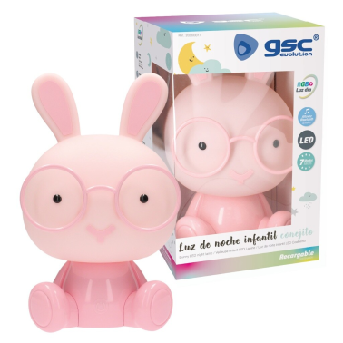 202800017 LUZ DE NOCHE INFANTIL LED CONEJITO RECARGABLE CON ALTAVOZ 5W RGB GSC