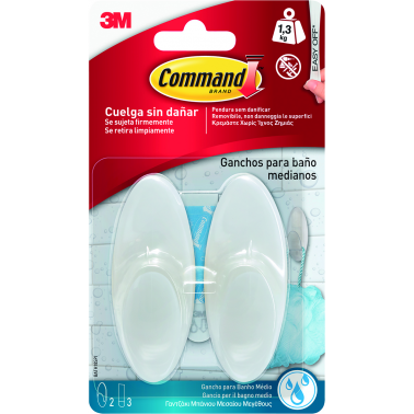 GANCHO COMMAND BATH18 2U+3TIRAS BLANCO