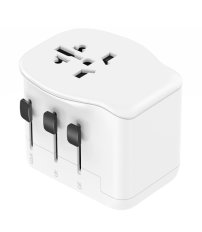 CL410101 ADAPTADOR UNIVERSAL DE VIAJE CON 3 CARGADORES USB (A+C) 20W SIMON BRICO