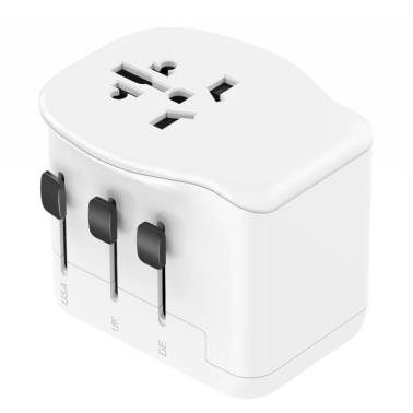 CL410101 ADAPTADOR UNIVERSAL DE VIAJE CON 3 CARGADORES USB (A+C) 20W SIMON BRICO