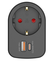 CL620306 ADAPTADOR SIMPLE CON USB A + C 30W NEGRO SIMON BRICO