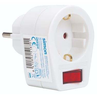 CL518701 ADAPTADOR SIMPLE CON INTERRUPTOR BLANCO 16A 250V SIMON BRICO