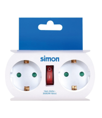 CL910401 ADAPTADOR DOBLE SALIDA C/INTERRUPTOR BLANCO 16A 250V SIMON BRICO