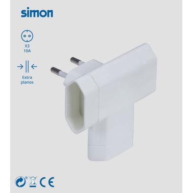 CL115801 ADAPTADOR BIPOLAR TRIPLE BLANCO 10A 250V SIMON BRICO