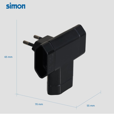 CL115818 ADAPTADOR BIPOLAR TRIPLE NEGRO 10A 250V SIMON BRICO