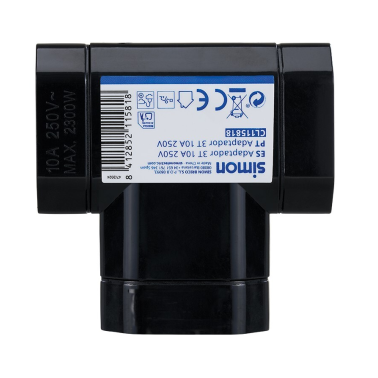 CL115818 ADAPTADOR BIPOLAR TRIPLE NEGRO 10A 250V SIMON BRICO