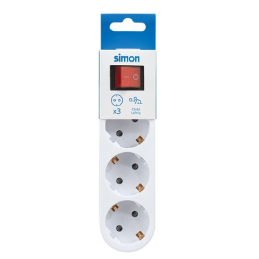 CL910402 ADAPTADOR TRIPLE SALIDA C/INTERRUPTOR BLANCO 16A 250V SIMON BRICO