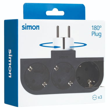CL610309 ADAPTADOR GIRATORIO 3 TOMAS PLUG SIMON BRICO