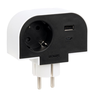 CL610310 ADAPTADOR GIRATORIO 1 TOMA + USB A + USB C 30W PLUG SIMON BRICO