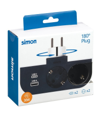 CL610311 ADAPTADOR GIRATORIO 2 TOMAS + USB A + USB C 30W PLUG SIMON BRICO