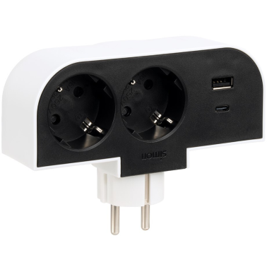 CL610311 ADAPTADOR GIRATORIO 2 TOMAS + USB A + USB C 30W PLUG SIMON BRICO