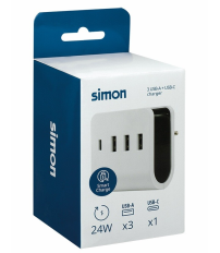 CL610304 ADAPTADOR 3 USB A + 1 USB C CON SOPORTE SMARPTHONE SIMON BRICO