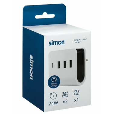 CL610304 ADAPTADOR 3 USB A + 1 USB C CON SOPORTE SMARPTHONE SIMON BRICO