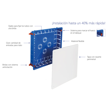 5562GW CAJA P/TABIQUE HUECO C/BRIDAS 12 ENTRADAS 100x100x45mm SOLERA
