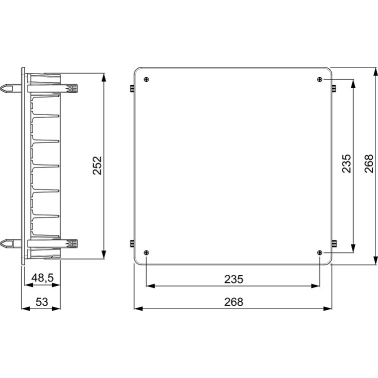 324GW CAJA DE CONEXION P/TABIQUE HUECO C/BRIDAS 250x250mm SOLERA