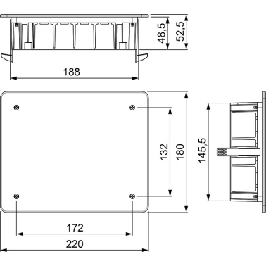 5314GW CAJA DE CONEXION P/TABIQUE HUECO C/BRIDAS 188x148x50mm SOLERA