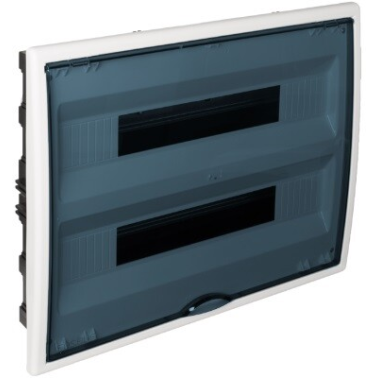 8206PF CAJA EMPOTRABLE 2 FILAS 36+4 ELEMENTOS MARCO BLANCO Y PUERTA FUME 400x320x72mm. ARELOS SOLERA