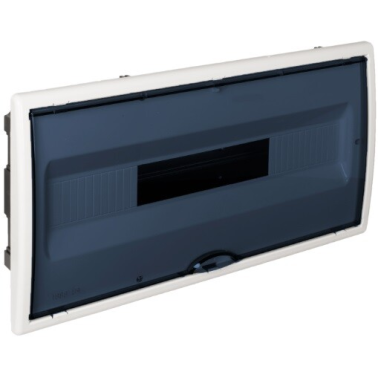 8690PF CAJA EMPOTRABLE 22 ELEMENTOS MARCO BLANCO Y PUERTA FUME 450x222x72mm. ARELOS SOLERA